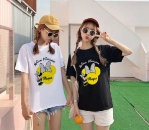 ディズニー キャラTシャツ ミッキーマウス ミニーちゃん ミニーマウス Ｔ-shirt 半袖Tシャツ Disney トップス お姉妹 お友達 お揃い カジ