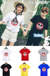 ディズニー 半袖Tシャツ キャラTシャツ ミッキーマウス プリントTシャツ 人気 可愛いトップス ペアルック カップル 恋人 男女兼用 ユニセ