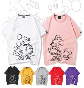 ディズニー 半袖Tシャツ Tee ミッキーマウス ミニーマウス プリントtシャツ キャラTシャツ Ｔ-shirt 大きいサイズ トップス ペアルック 