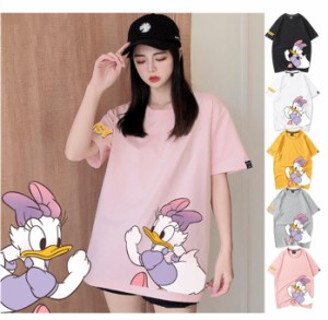 ディズニー 半袖Tシャツ デイジーダック Daisy キャラTシャツ Tee プリントtシャツ Ｔ-shirt  Disney 大きいサイズ　ゆったり トップス 