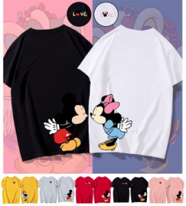 ６色 ディズニー 半袖Tシャツ 綿100％ ミッキーマウス ミニーマウス コットンtシャツ キャラTシャツ Ｔ-shirt 大きいサイズ トップス ペ