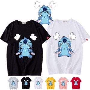 6色 ディズニー 半袖Tシャツ スティッチ　Stitch おしゃれキャラTシャツ 綿100％ コットンtシャツ  Ｔ-shirt 大きいサイズ トップス ペア