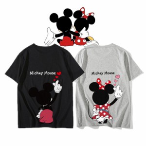 7色●2タイプ　ディズニー 半袖Tシャツ 綿100％ ミッキーマウス ミニーちゃん コットンtシャツ  Ｔ-shirt 大きいサイズ トップス ペアル