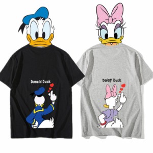 7色●2タイプ ディズニー 半袖Tシャツ 綿100％ ドナルドダック デイジーダック コットンtシャツ　Ｔ-shirt 大きいサイズ トップス ペアル