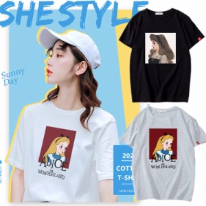 ディズニー コットンTシャツ 綿100％ プリンセス アリス オーロラ姫 プリントtシャツ Ｔ-shirt 半袖Tシャツ Disney オーバーサイズ トッ