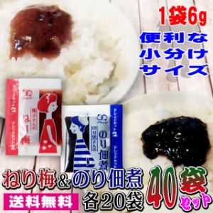 梅子さんのねり梅6g×20袋 のり男さんののり佃煮6g×20袋 計40袋セット メール便送料無料 ポイント消化 600 食品