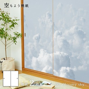 ふすま紙 空もよう襖紙 sky-05F Gloomy sky 91cm×182cm 2枚1組 水で貼るタイプ アサヒペン おしゃれ 洋風 空 くもり空 雲 曇り 柄 アー