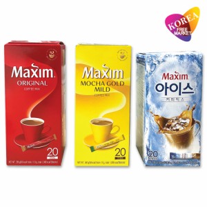 韓国インスタントコーヒー 3種セット マキシムコーヒー (オリジナル、モカ、アイス) マックシム スティックコーヒー