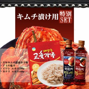 冷蔵発送　キムチ作りセット アミの塩辛 １kg ＋ 百年 キムチ用 唐辛子粉 １kg + ハソンジョン カナリ(いかなご)エキス４００g  + イワシ