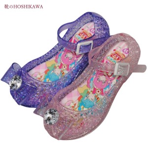 プリキュア 6513 デリシャスパーティープリキュア 15cm〜19cm 女の子 ピンク パープル 歩くと光る靴 ボタンストラップ 子供靴 合皮