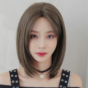 ウィッグ ボブ ショート レディース wig カツラ ボブショート セミロング ファッション 小顔 おしゃれ 自然 耐熱 ネット付き 3色選択可 