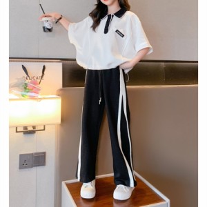 子供服 女の子 セットアップ 夏 半袖Tシャツ ワイドパンツ 2点セット ジュニア おしゃれ 可愛い 小学生 通学 お出かけ 夏新作