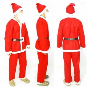 クリスマス コスプレ サンタクロース 5点セット メンズ サンタ 大人 男性 衣装 コスチューム  クリスマス 大人 仮装 キャラクター 送料無