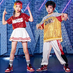 スパンコール 衣装 派手  キッズダンス衣装 ヒップホップ 男の子 女の子  HIPHOP 夏 ジャズダンス ステージ衣装 jazz 練習着 上下セット 