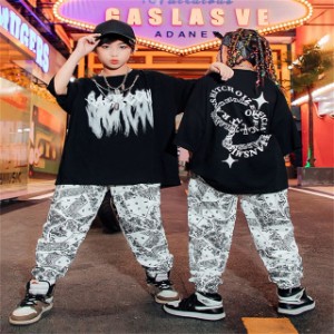 キッズダンス衣装 半袖 パンツ  ヒップホップ  ペイズリー柄 こども服 dance 男の子 女の子 ダンスウェア ストリート系 新作