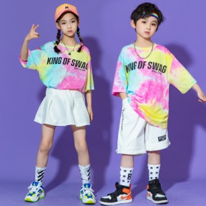 ダンス衣装 キッズ HIPHOP ヒップホップ 男の子 女の子 半袖 トップス  パンツセットアップ 韓国 かっこいい 練習着 おしゃれ 演出服 応