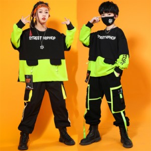 キッズダンス衣装長袖 セットアップ 韓国 子供服 ヒップホップ k-pop ファッション 女の子 男の子 新品 ダンス 衣装 キッズ 上下 ストリ