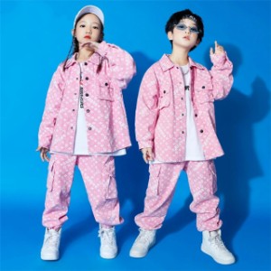 キッズダンス衣装 ヒップホップ HIPHOP 長袖 トップス パンツ 子供 男の子 女の子 ガールズ チア ジャズダンス ステージ衣装 原宿系 練習