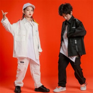 キッズダンス衣装 ヒップホップ HIPHOP 上下セットアップ 長袖 トップス パンツ 子供 男の子 女の子 ガールズ チア ジャズダンス ステー