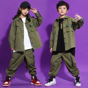 キッズダンス衣装 ヒップホップ キッズ ダンス 衣装 子供服 かっこいい 演出服 舞台服 トップス カーゴパンツ 練習着練習着