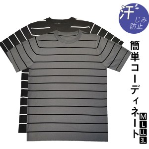 tシャツ メンズ 大きいサイズ クルーネック 半袖 ボーダー セットアップ Tシャツ 大人 綿 ゆったり カジュアル トップス 春物 涼しい 夏