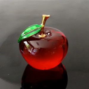 りんご 林檎 クリスタル インテリア 置物 癒し ガラス アップル [elrin] (3色セット)
