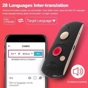 28言語 リアルタイム 音声翻訳機 写真翻訳機 Bluetooth 5.0 日本語 英語 中国語 韓国語などに対応