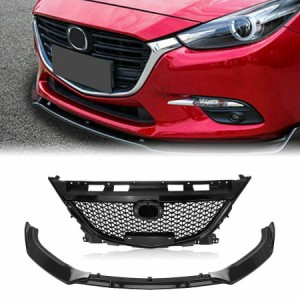 フロントアッパーグリル カスタム 高品質 マツダ3アクセラ2014-2016 MAZDA3 車 ハニカム交換バンパー スプリッタレースグリル