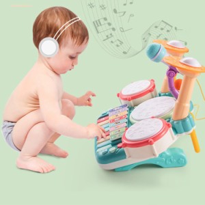 楽器玩具 5in1 楽器おもちゃ 知育玩具 多機能 ドラムおもちゃ ピアノ キーボード エレキギター 開発教育 おもちゃ 子供 誕生日 クリスマ