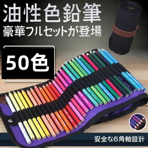 油性色鉛筆 50色セット 塗り絵 描き用 収納ケース付き 画材セット 鉛筆削りつき 絵画 アート 塗り絵