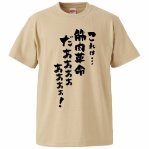 おもしろTシャツ これは…筋肉革命だあああああ ギフト プレゼント 面白 メンズ 半袖 無地 漢字 雑貨 名言 パロディ 文字