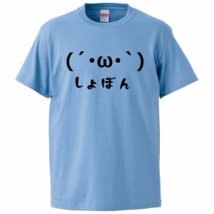 おもしろTシャツ 顔文字しょぼん ギフト プレゼント 面白 メンズ 半袖 無地 漢字 雑貨 名言 パロディ 文字