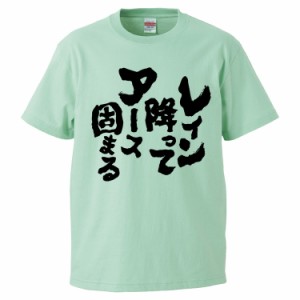 おもしろTシャツ レイン降ってアース固まる ギフト プレゼント 面白 メンズ 半袖 無地 漢字 雑貨 名言 パロディ 文字