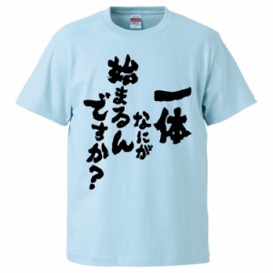 おもしろTシャツ 一体なにが始まるんですか？ ギフト プレゼント 面白 メンズ 半袖 無地 漢字 雑貨 名言 パロディ 文字