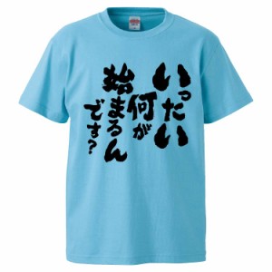 おもしろTシャツ いったい何が始まるんです？ ギフト プレゼント 面白 メンズ 半袖 無地 漢字 雑貨 名言 パロディ 文字