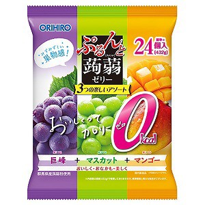 オリヒロ ぷるんと蒟蒻ゼリーパウチ 大袋 巨峰＋マスカット＋マンゴー 24個入