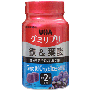UHA味覚糖 グミサプリ 鉄＆葉酸 30日分 60粒