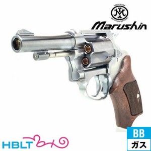 マルシン工業 ポリスリボルバー 77ミリ銃身 Xカート ハーフチェッカー木製グリップ ABS シルバー 3 インチ（ガスガン リボルバー 本体 6m