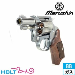 マルシン工業 ポリスリボルバー 51ミリ銃身 Xカート ハーフチェッカー木製グリップ ABS シルバー 2 インチ（ガスガン リボルバー 本体 6m