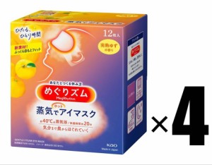 4箱 花王 めぐりズム 蒸気でホットアイマスク 完熟ゆずの香り 12枚入×4箱