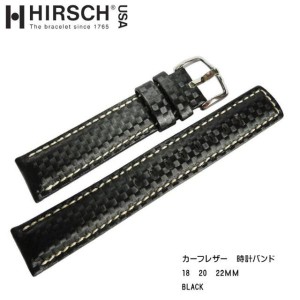 HIRSCH BUFFARO ヒルシュ カーボン調 スタイル レザー ブラック 時計 ストラップ バンド 18 20 22mm