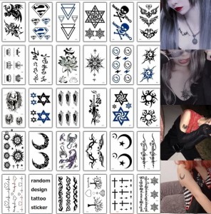 tuzuru タトゥーシール 30枚セット ボディシール ステッカー tatoo 防水 ドクロ トライバル おまけ付 送料無料 ポスト投函