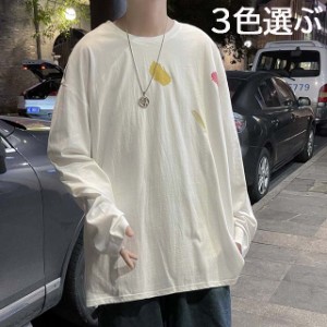 長袖Tシャツ メンズ 丸首 薄手 メンズTシャツ ゆったり 柄Tシャツ シンプル 大きいサイズ オシャレ カジュアルウェア 春秋 秋冬 M-3XL 3