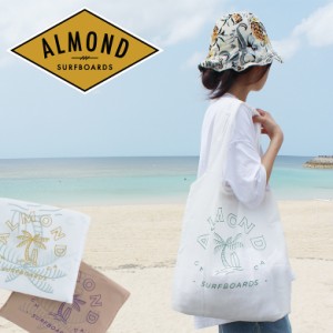 Almond Surf アーモンドサーフ ECO BAG メンズ レディース ホワイト サンド OS AL-ECO001 ロゴ プリント トートバッグ エコバッグ マチ広