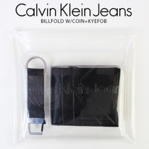 【ck-k508235】CALVIN KLEIN JEANS カルバンクライン ジーンズ K50K508235 BDS BLACK 二つ折り財布 お札入れ 小銭入れ有り ミニ財布