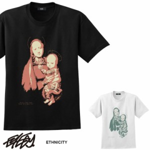 【eye-437ss】EYEDY アイディー ETHNCITY エスニクティ 民族 ショートスリーブTシャツ 大きいサイズ WHTIE BLACK ホワイト ブラック ブ半