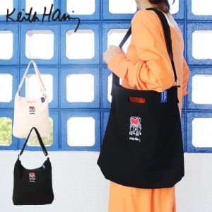 【kh-2206】 Keith Haring キースへリング 刺繍 キャンバス ショルダー バッグ トートバッグ エコバッグ ショッピングバッグ メンズ レデ