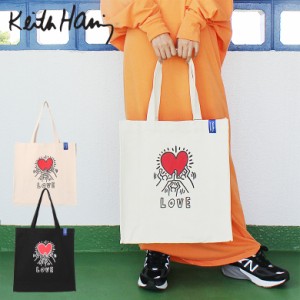 【kh-2207】 Keith Haring キースへリング マチ付き プリント キャンバス プリント トートバッグ エコバッグ ショッピングバッグ メンズ 