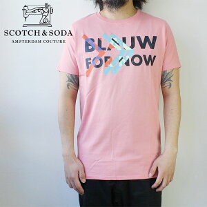 SCOTCH&SODA スコッチ&ソーダ Logo Artwork T-Shirt グラフィックTシャツ　クルーネックTシャツ ピンク メンズ デザイン かっこいい おし