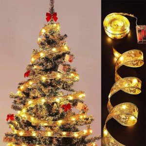クリスマスリボン Christmas Fairy Lights クリスマスイルミネーションライト 電池式 4M 40LED オーナメント クリスマスツリー 飾り 雰囲